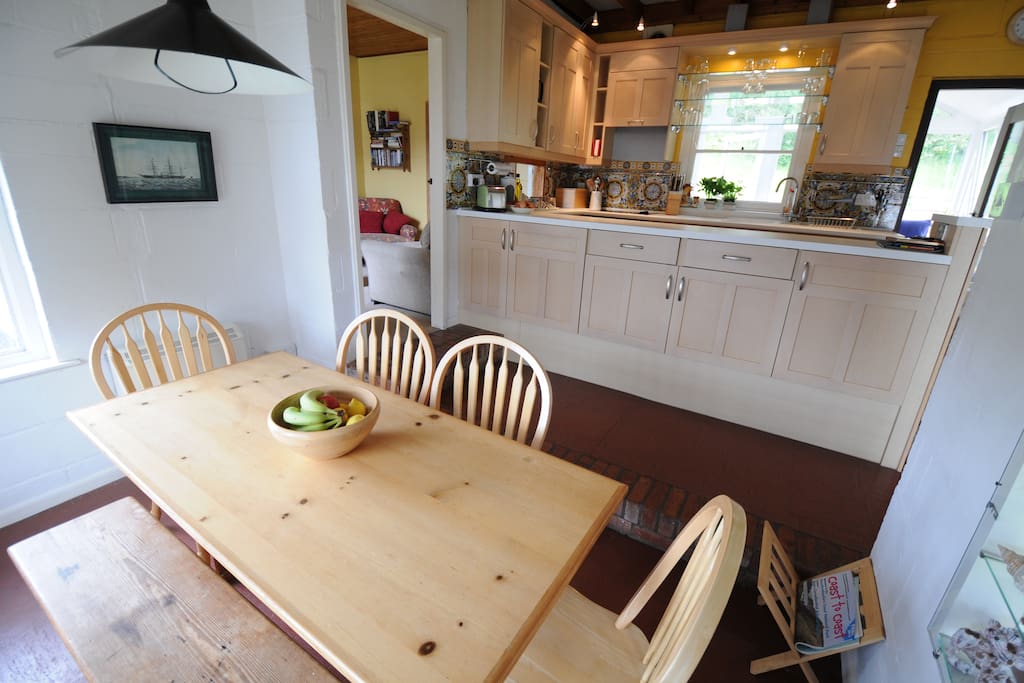 Kitchen and sunken dining area