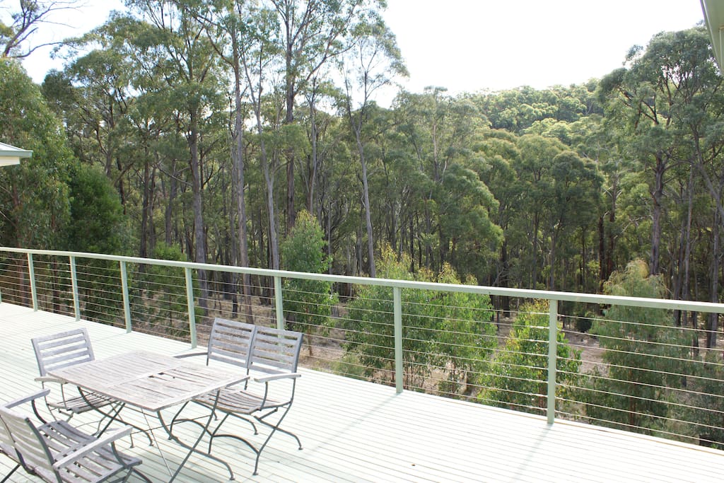 A huge deck overlooking bushland