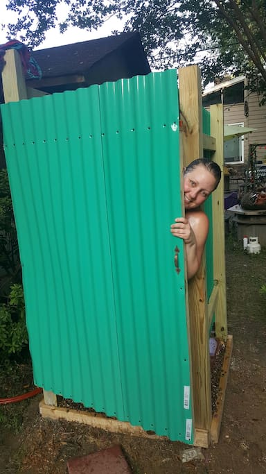 We now have an outdoor shower!