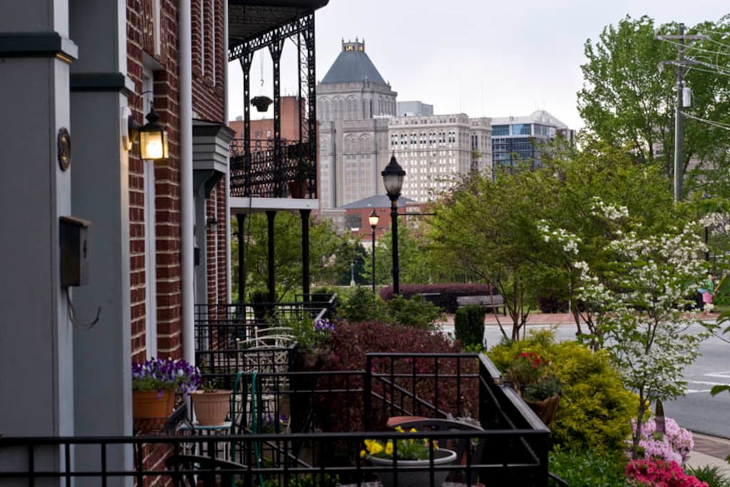 Looking from the front porch. the house is an easy walk to downtown Greensboro.