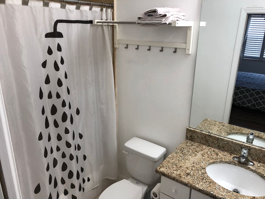 Private bath with access to room