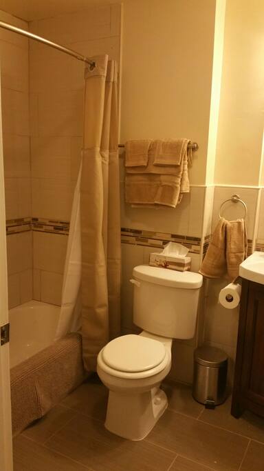 Porcelain tiled bathroom