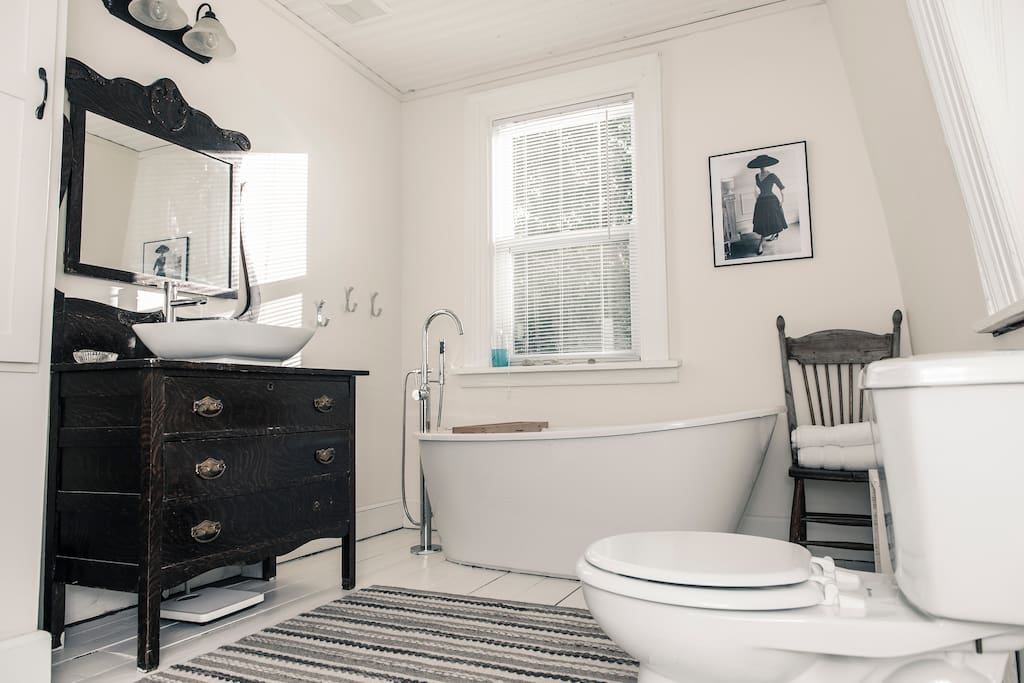 Enjoy a long bath in this soaker tub or a quick shower in the large walk in shower.