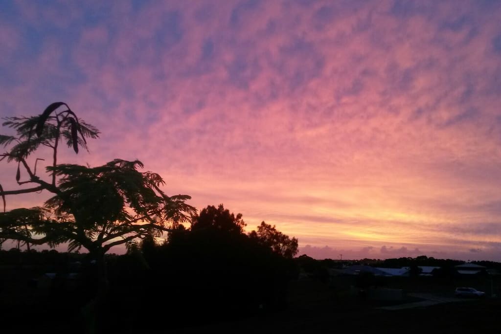 Sunset looking over the water, just 100 metres away