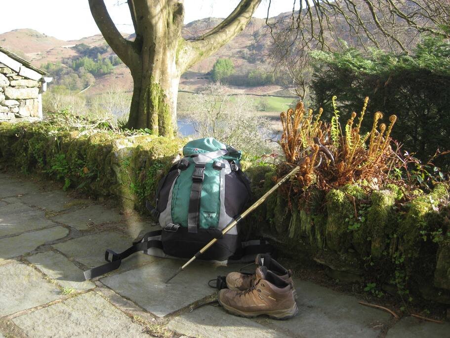 Walk from the door by lakes and over hills