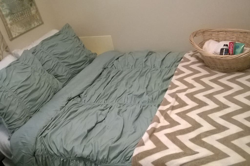 Comfy bed. and toiletries for your convenience.