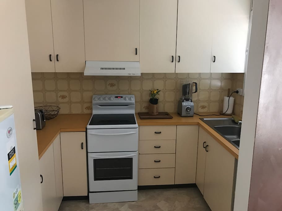 Full kitchen with all cooking equipment and crockery provided.