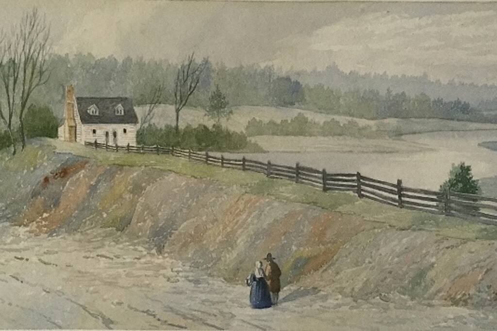 1860 CWF painting of The Little House at Capitol Landing