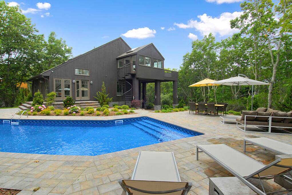 View of Pool - that's the dining room sticking out from second floor!
