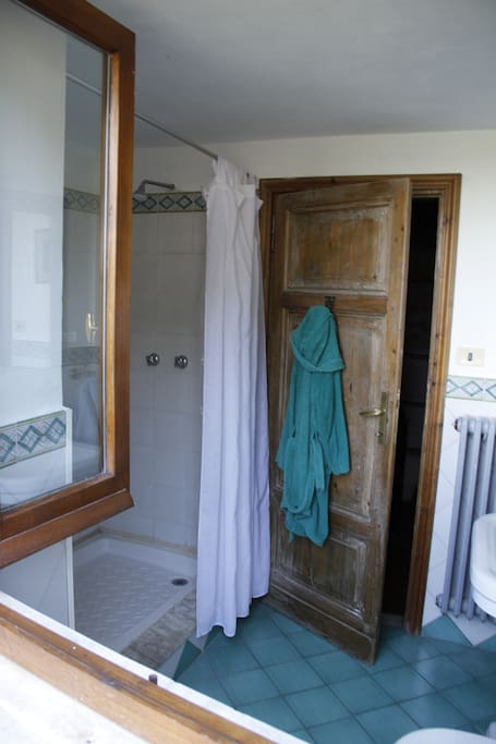 guest bathroom overlooking the balcony (cover photo: window in the middle)