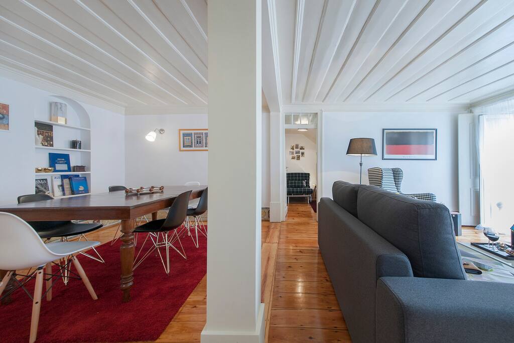 Dining area and living room