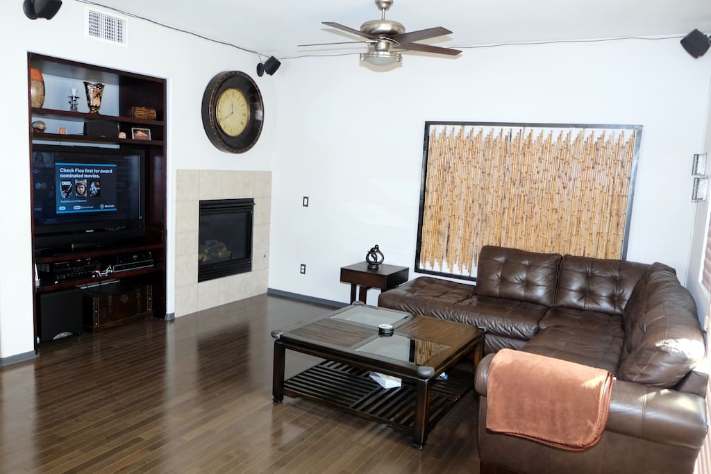 Living room with fireplace