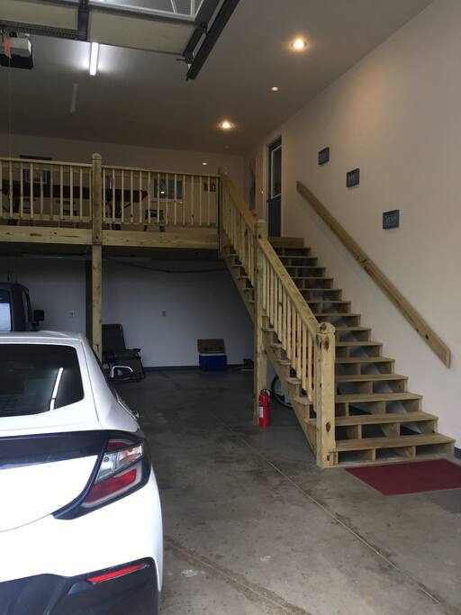 Garage deck and stairs to Apt.