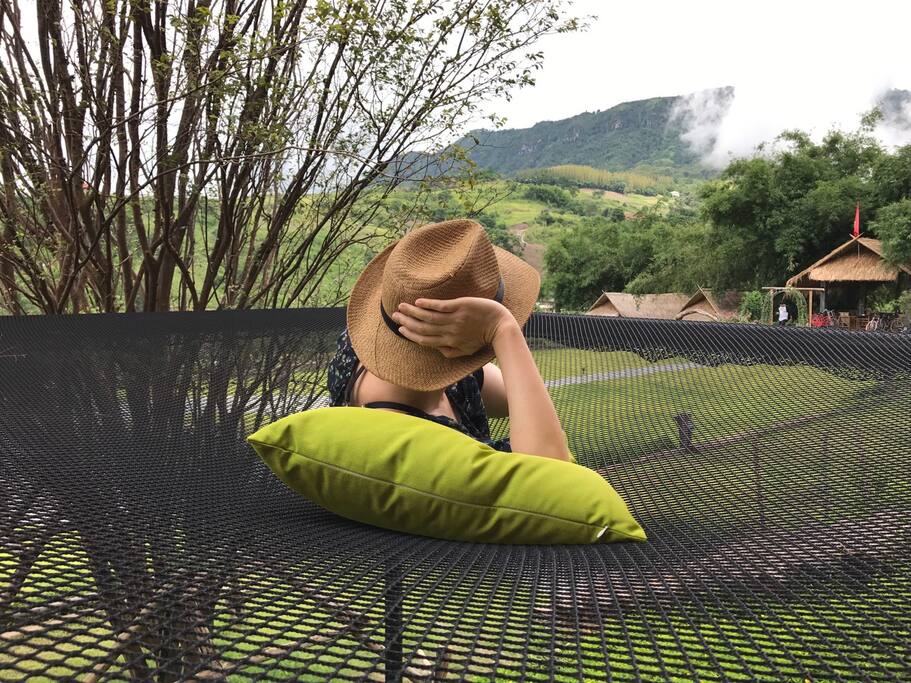 Relax on the spacious hammock