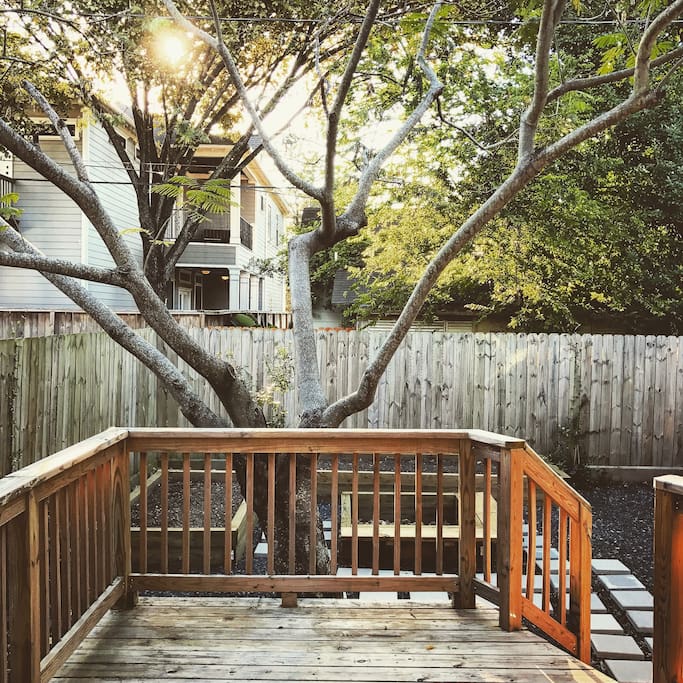 Back deck looks nicely over the garden. Feel free to catch some fresh air.