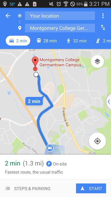 Driving Direction to Montgomery College Germantown Campus