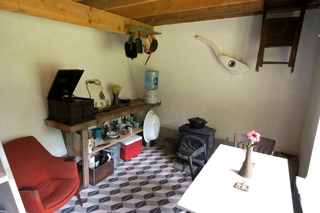 Kitchen and dining table.