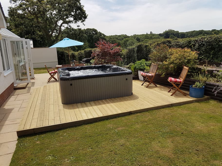 Take in the views from the private hot tub