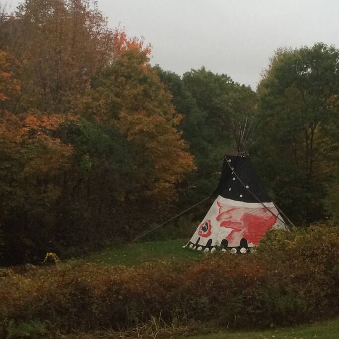 An evening by the fire in the teepee is a great way to spend an evening in the fall.