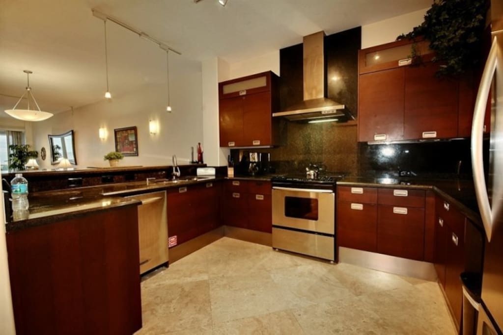 Kitchen with stainless steel appliances