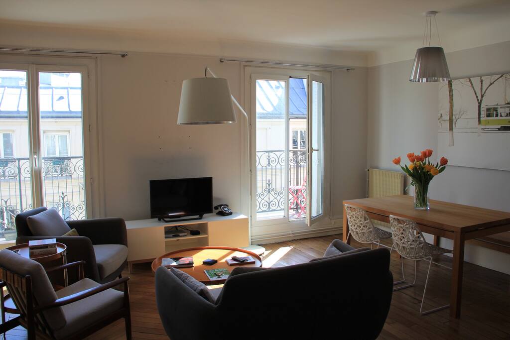 Living room with television and Apple TV