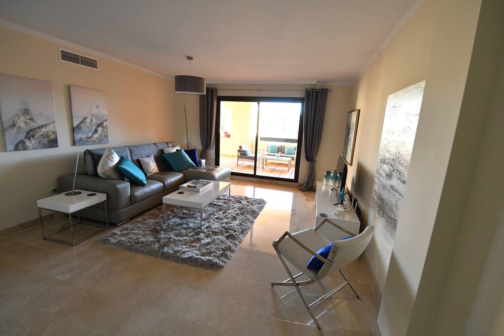 Lounge looking to covered terrace
