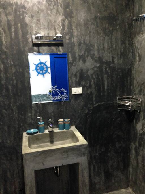 Modern bathroom with rain shower.