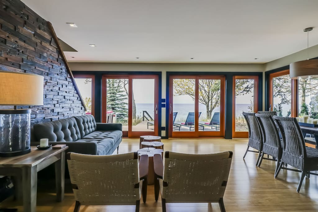 brand new renovation with open floor plan living area with directTV; overlooking Lake Michigan.