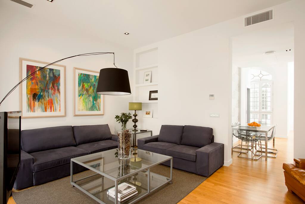 Living room. One of the sofas can be transformed into a bed to sleep two guests.