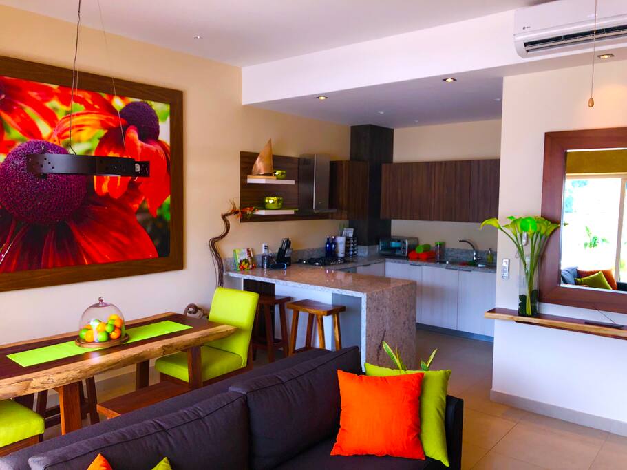 Dining room and kitchen