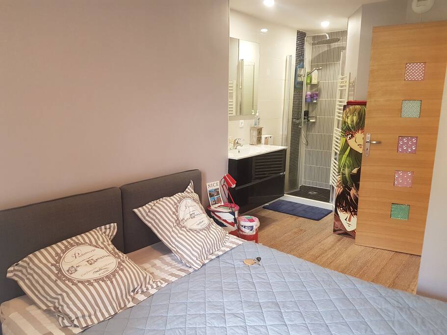 bedroom with private shower