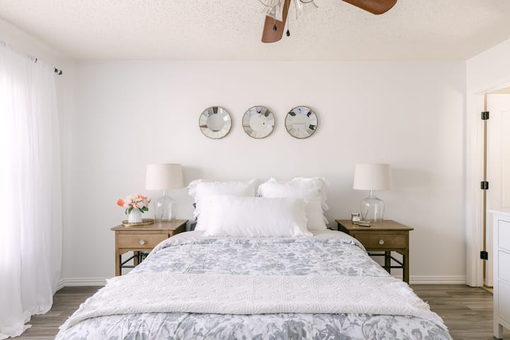 Bedroom three is the largest of the rooms and has a queen size bed, walk in closet, and bathroom. 