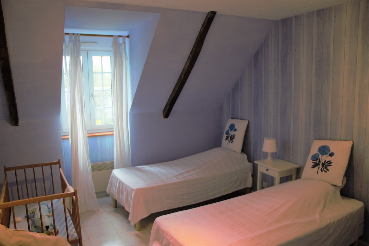 Camera con 2 letti singoli e una culla