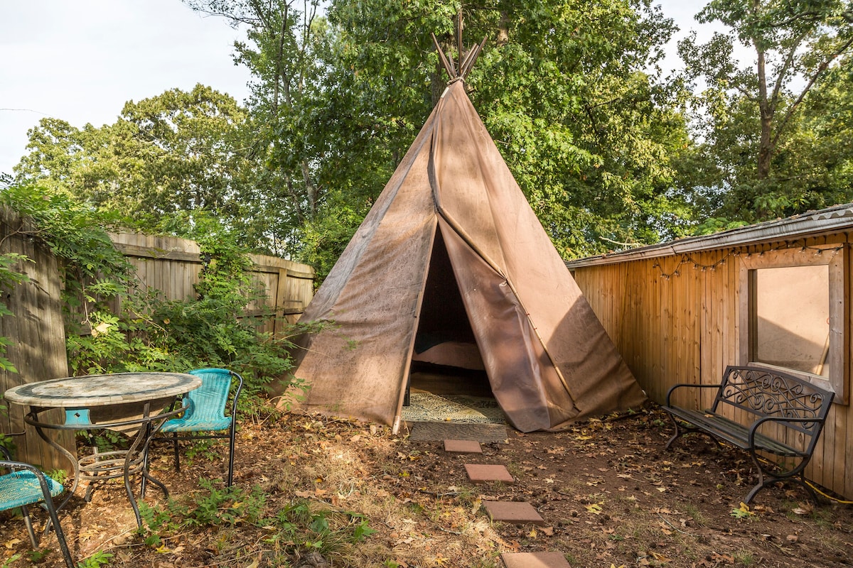 Glamp in this Charming Tepee in the A teepee with a spacious patio to enjoy