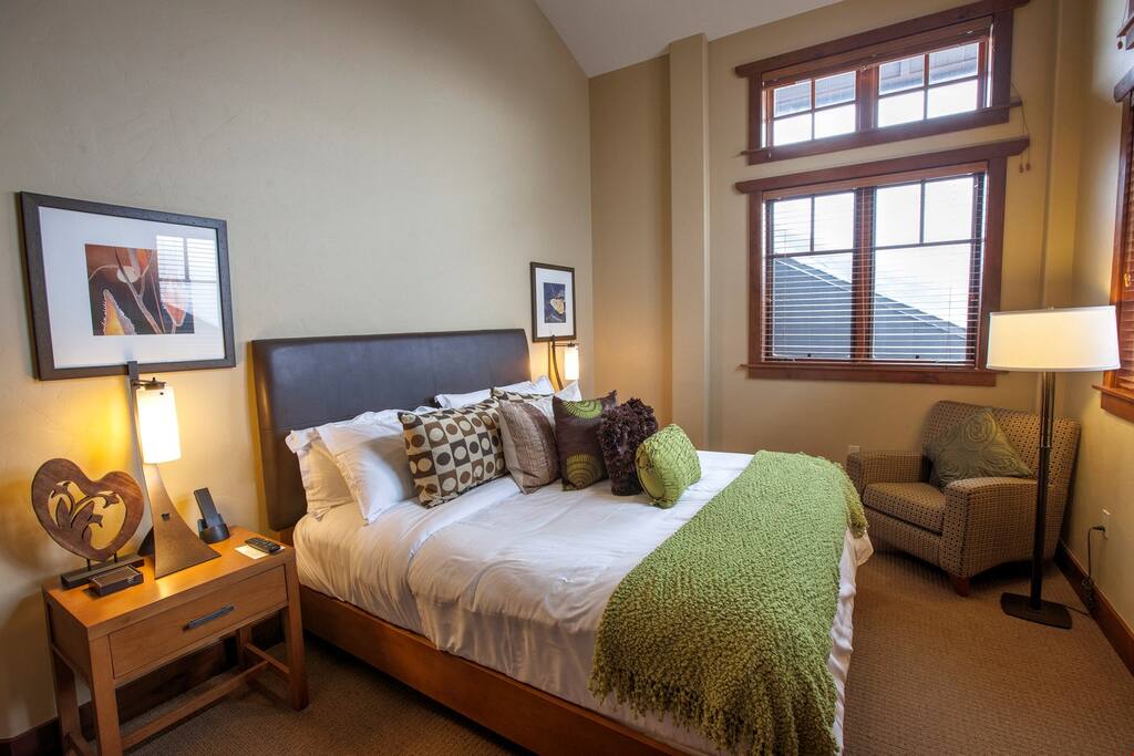 Drift to sleep in the comfortable queen bed