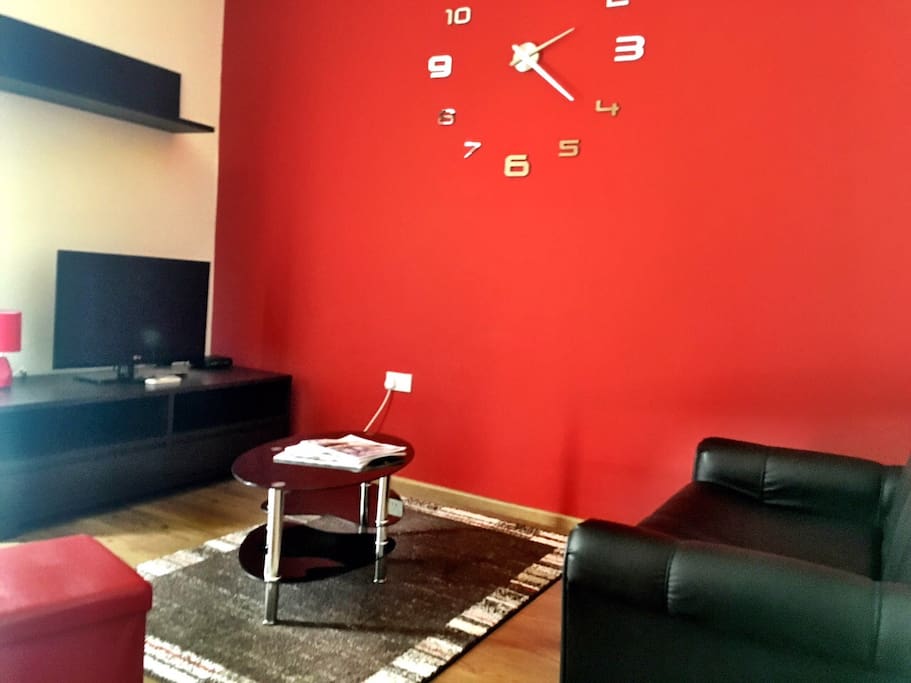 Living area with the sofa bed.