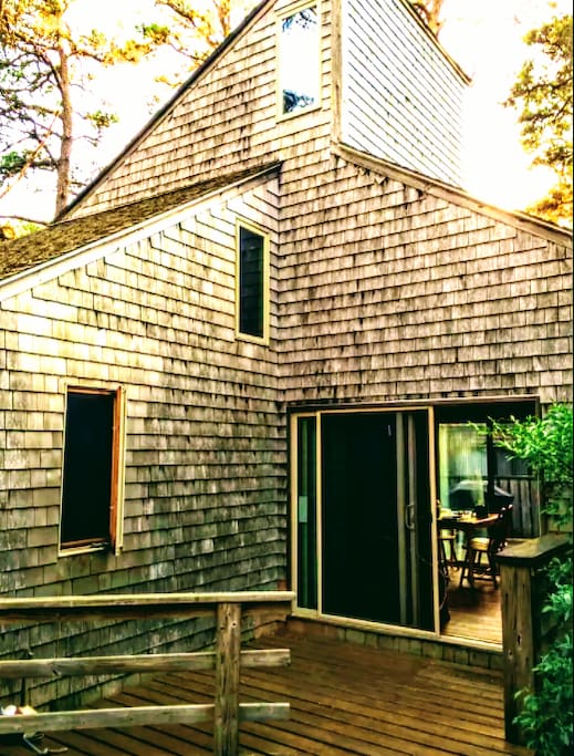 The cottage has two decks and direct access to the deck promanade around the cedar pond.