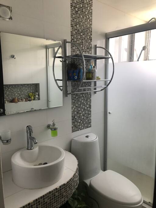 Bathroom sink and shower