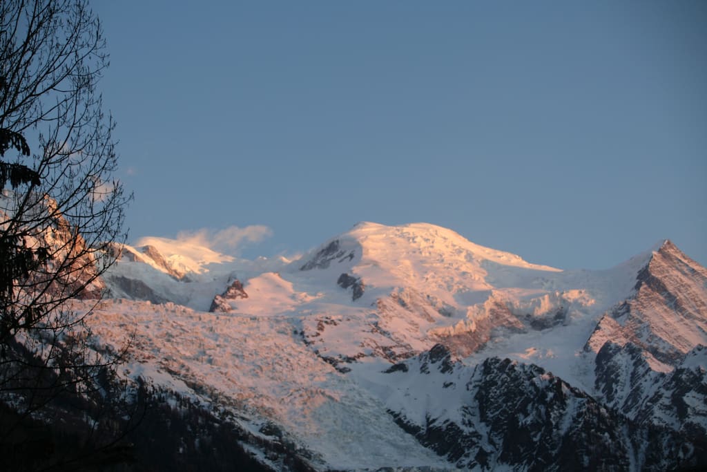 Sunset view of Mt Blanc from apartment.