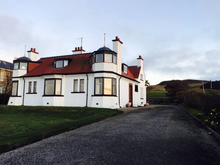 Dunlossit House from the drive. Rm 1 is located upper floor right hand side.