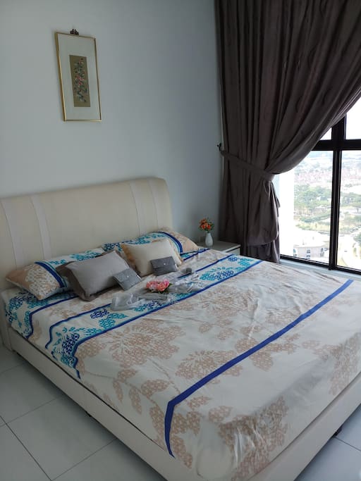 The master bedroom with queen sized bed