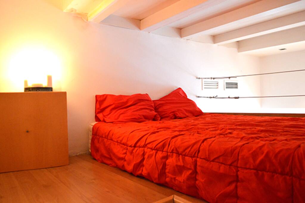 double bed in the attic