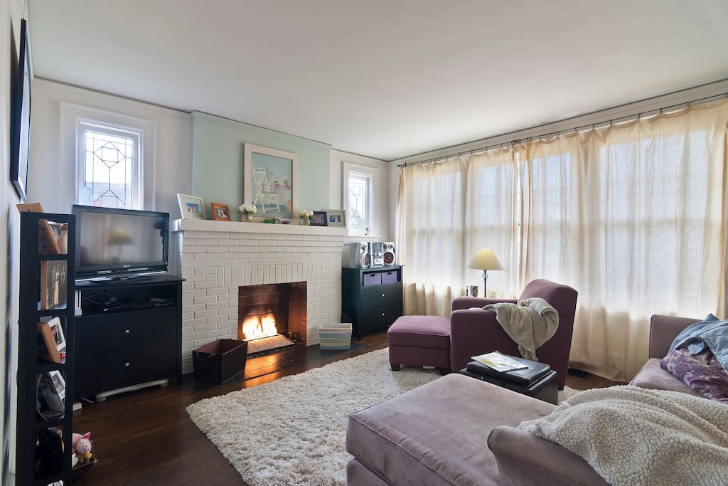 Snuggle up in front of the fire place with a cup of coffee