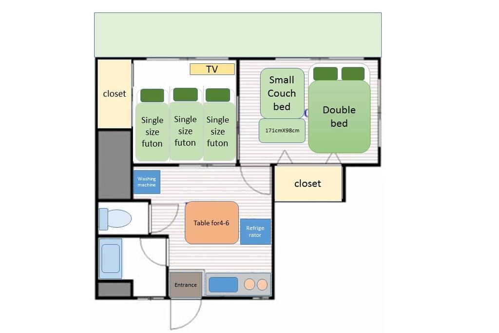 Double bed, couch Sofa, 3 Single Futon