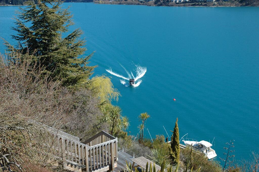 Take the water taxi into town, from below the house.