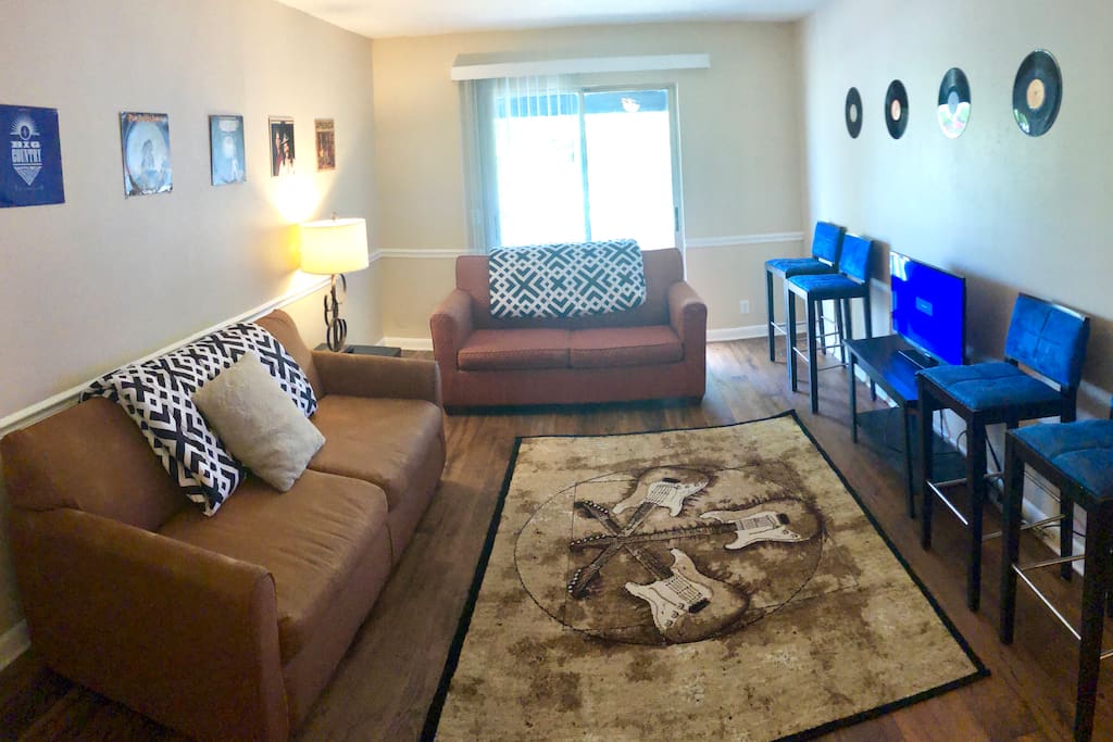 Living room with 2 foldout couches!