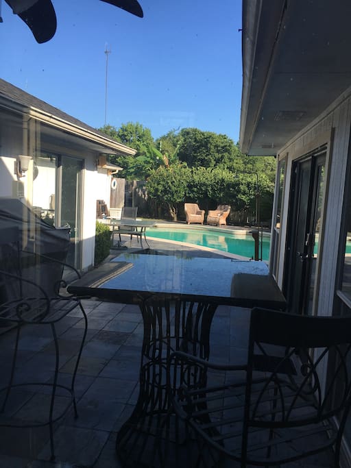 View of the pool from all rooms in the house