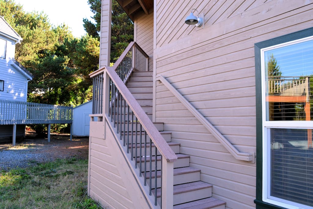 Stairs up to the front door
