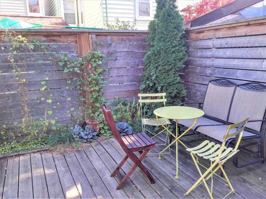 Backyard deck.