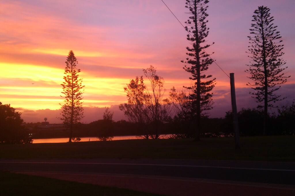 front view of Tweed River at sunset